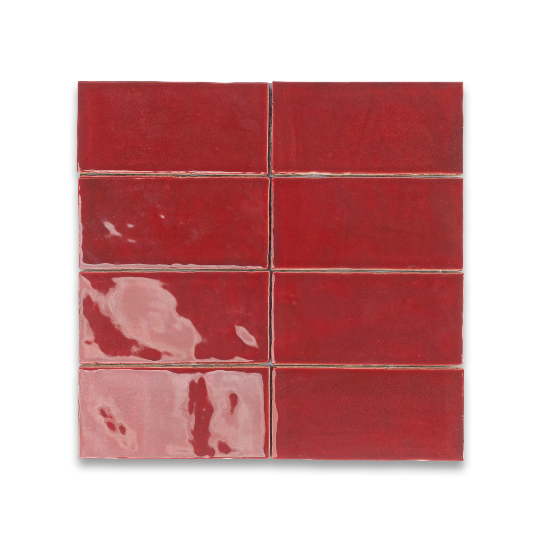 Red ceramic tiles on a white background