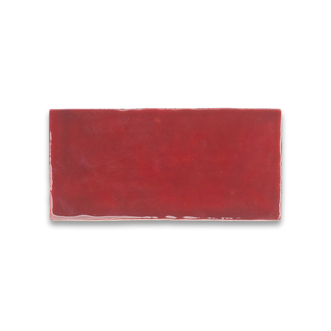 Rectangular red tile on a white background