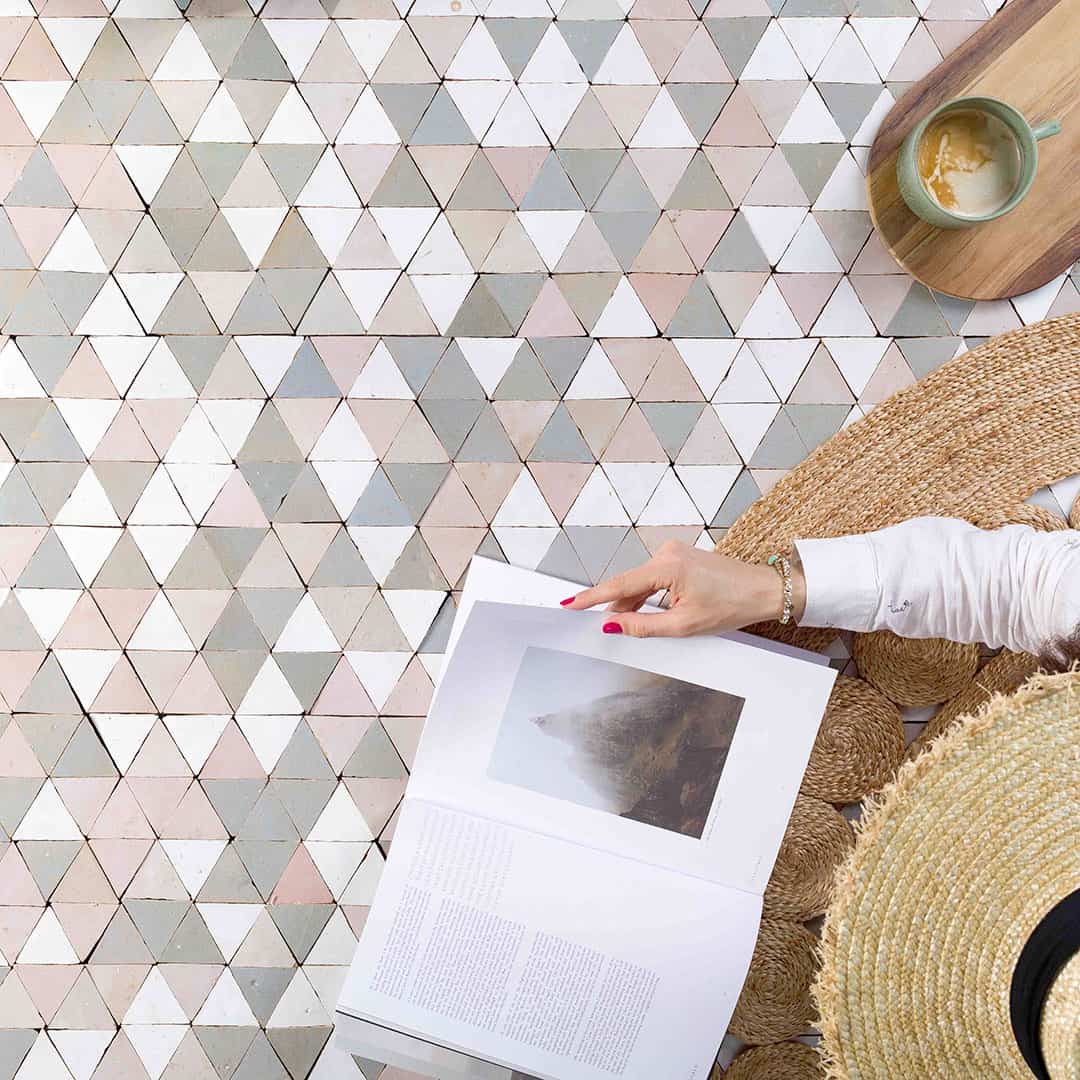 Geometric triangle pattern on a white background