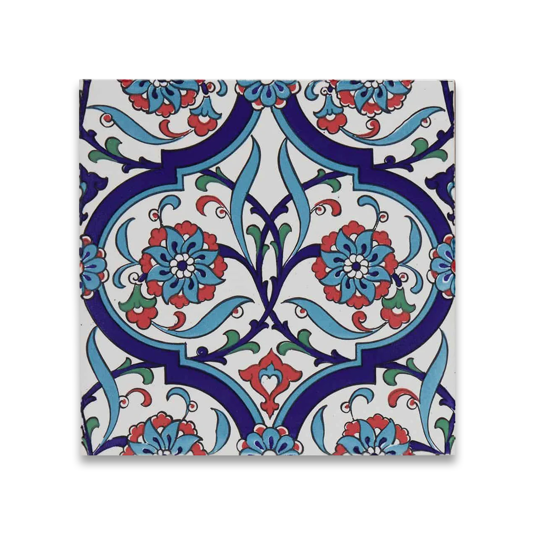 Decorative napkin with a colorful geometric pattern on a white background