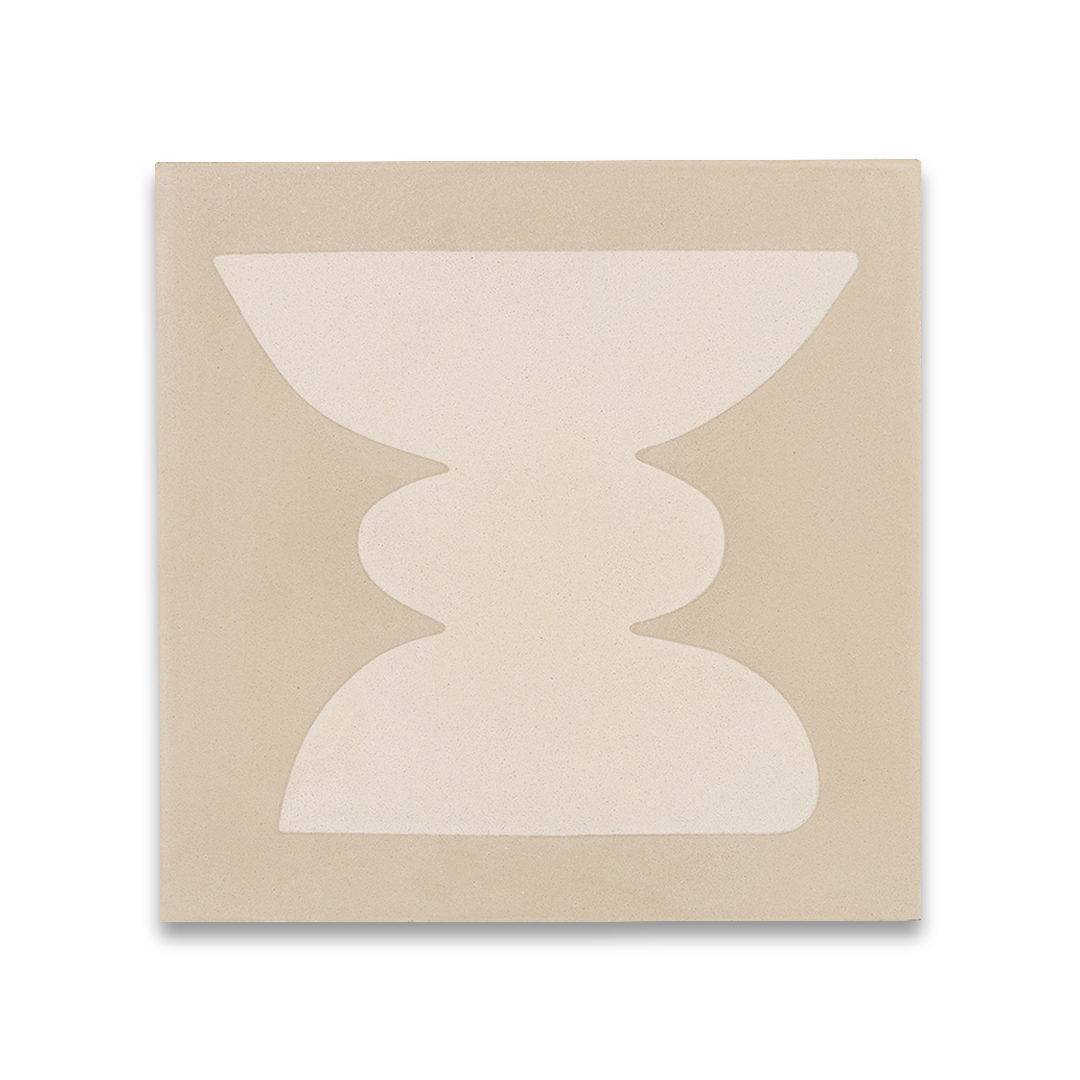 Beige and cream geometric motifs resembling organic shapes and figures, ideal for modern interiors, artistic flooring, or contemporary wall decor.