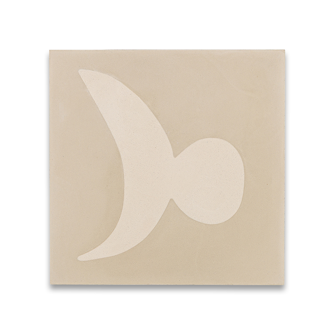 Beige and cream geometric motifs resembling organic shapes and figures, ideal for modern interiors, artistic flooring, or contemporary wall decor.