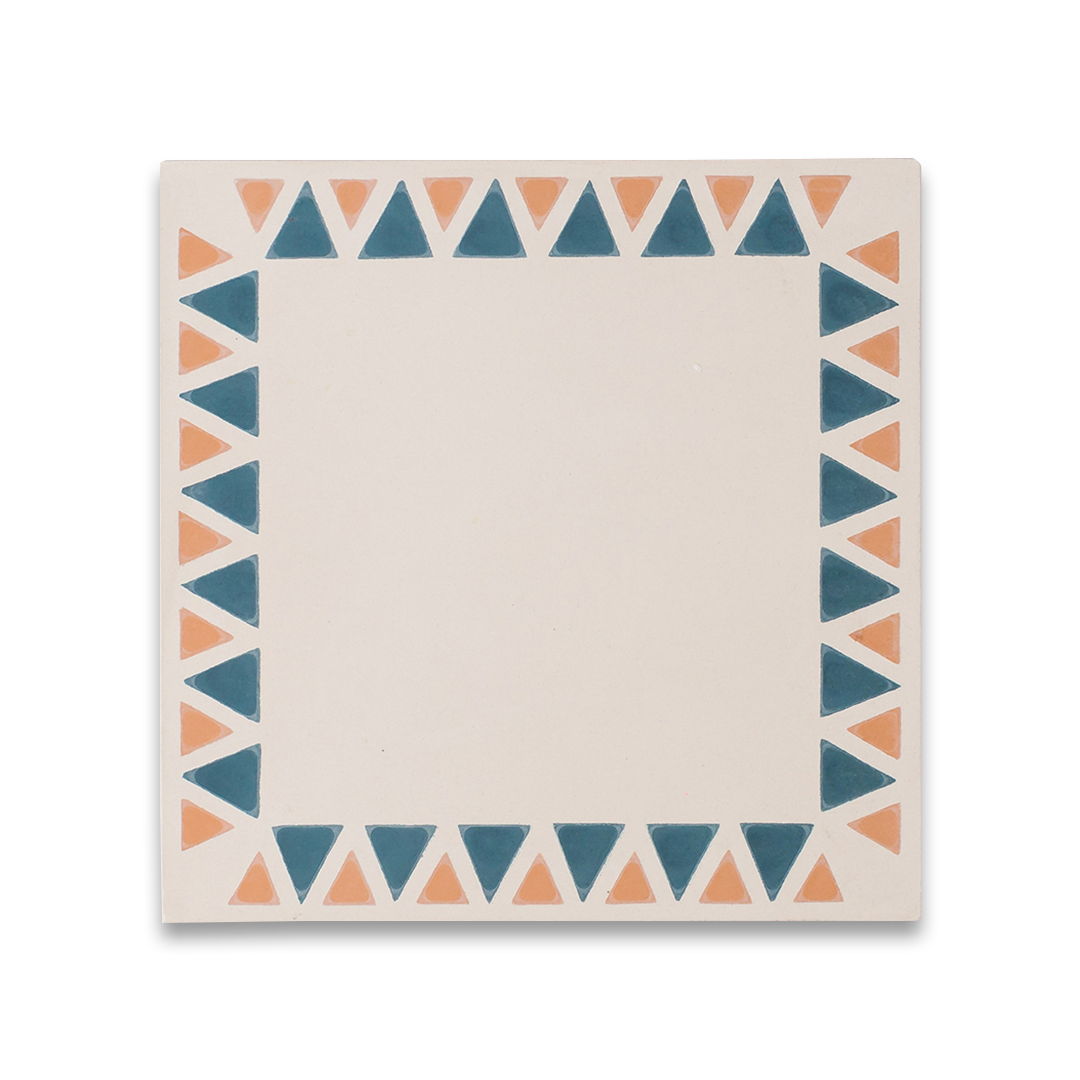 Rug with geometric triangle pattern on a white background