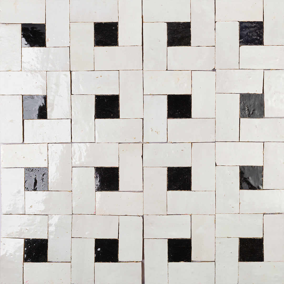 Pattern of black and white square tiles