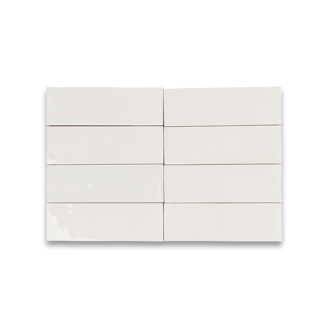 White ceramic tiles arranged in a grid pattern on a white background