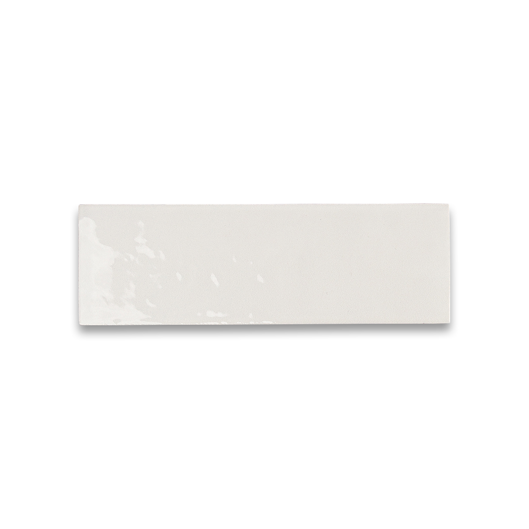 Rectangular white tile on a white background