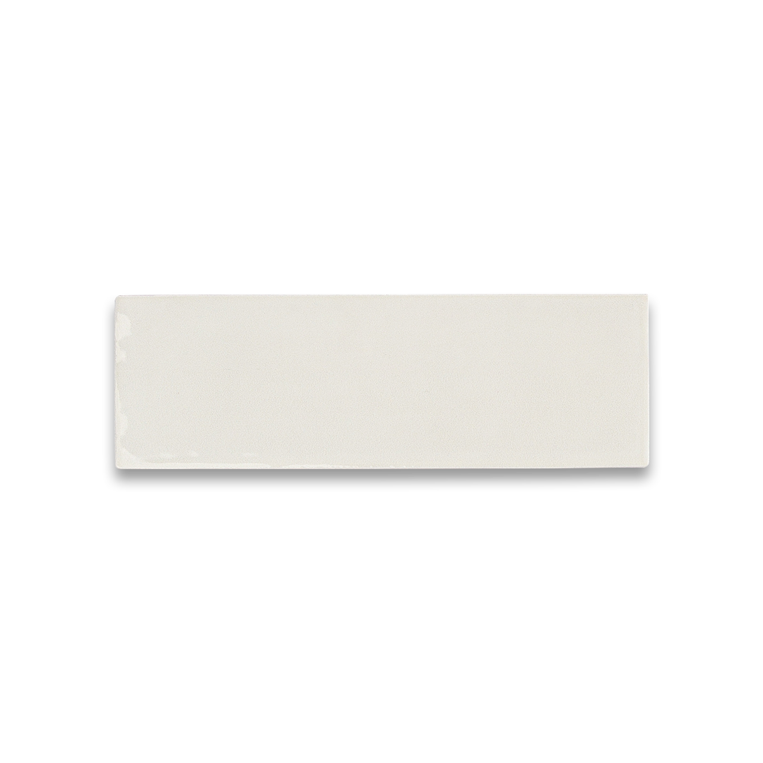 Rectangular white tile on a white background