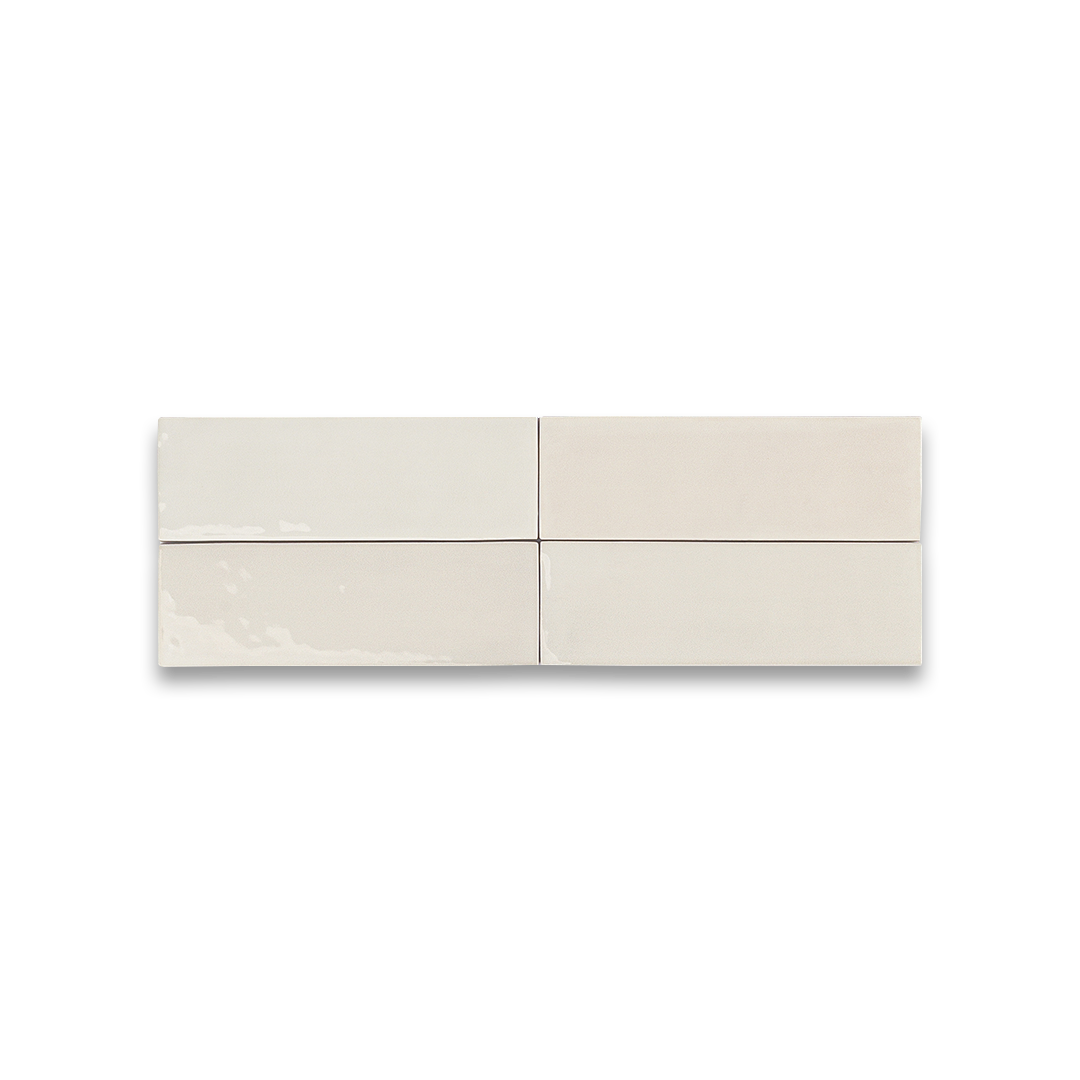 Two beige ceramic tiles on a white background