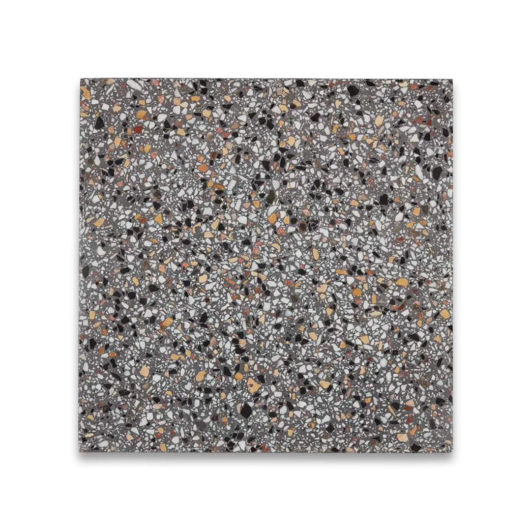 Square tile with a terrazzo pattern on a white background