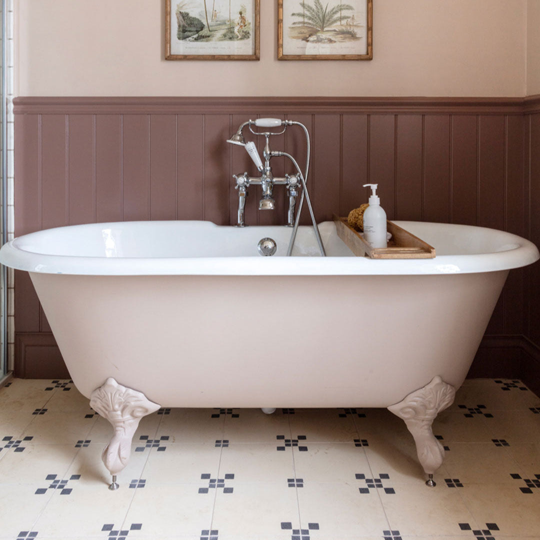 Noir Corner cement tile featuring a soft cream base with matte black corner squares, ideal for minimalist interiors, geometric flooring, and wall applications in modern contemporary spaces.