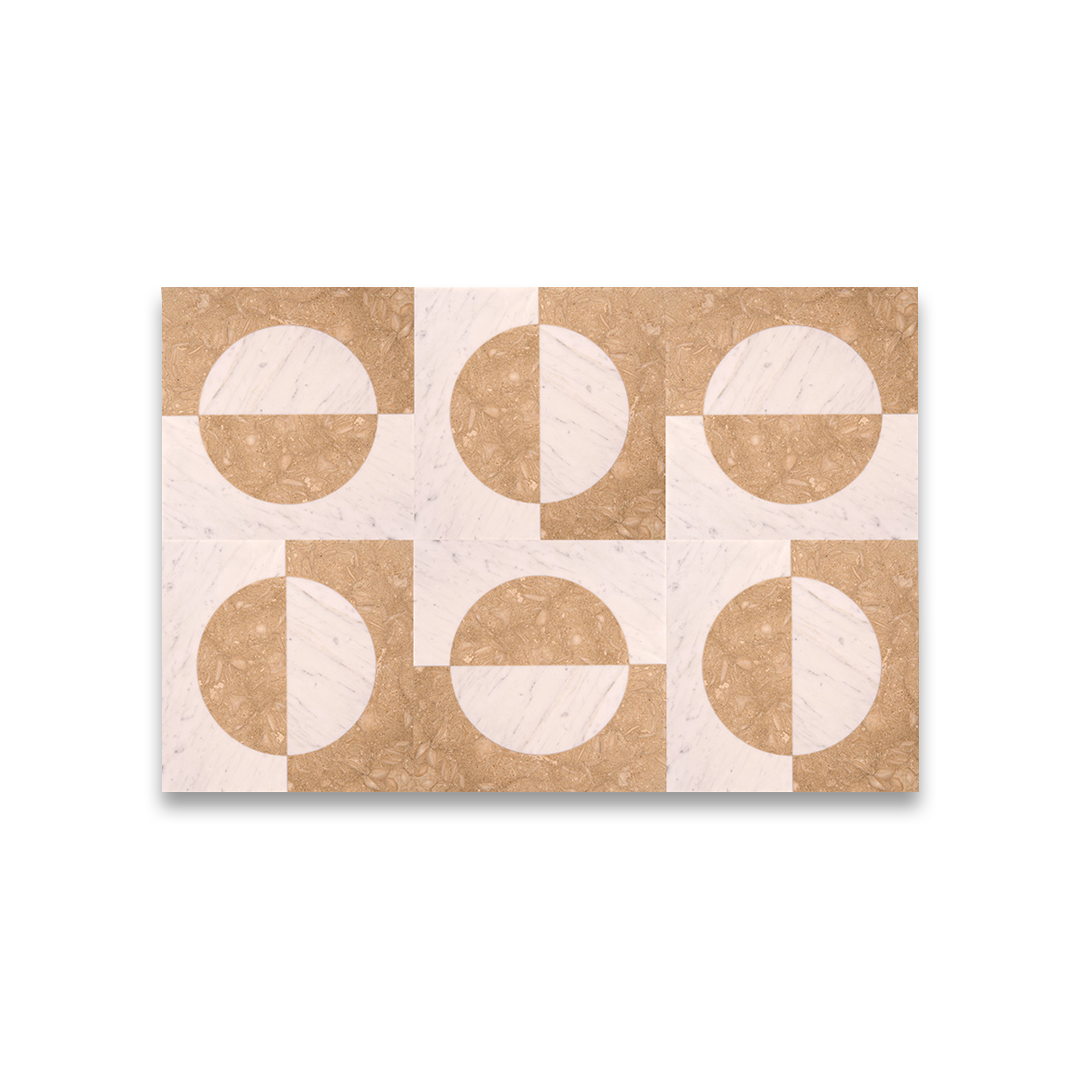 Marble slab style tile with large format marble appearance