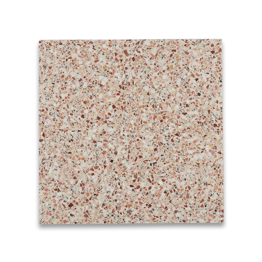 Square tile with a terrazzo pattern on a white background