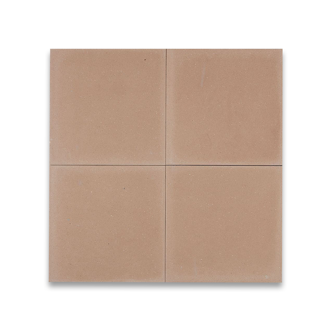 A square cement tile in a warm terracotta color with a smooth matte finish and subtle speckled texture, creating a natural, earthy, and minimalist appearance.