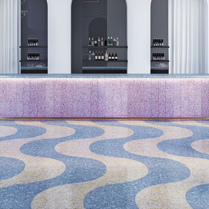 Terrazzo tile detail showing natural pattern variations