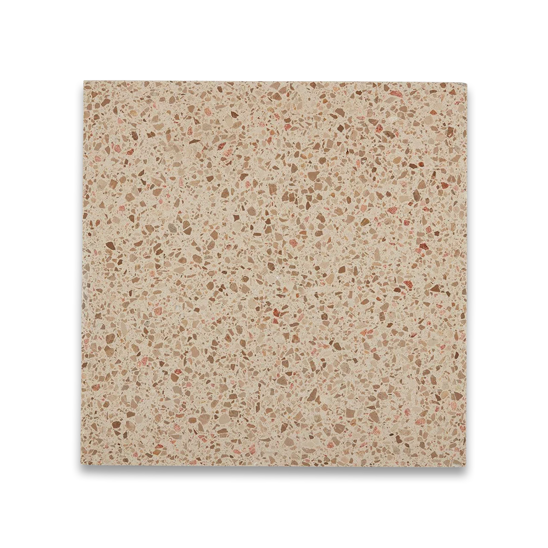 Square tile with a terrazzo pattern on a white background