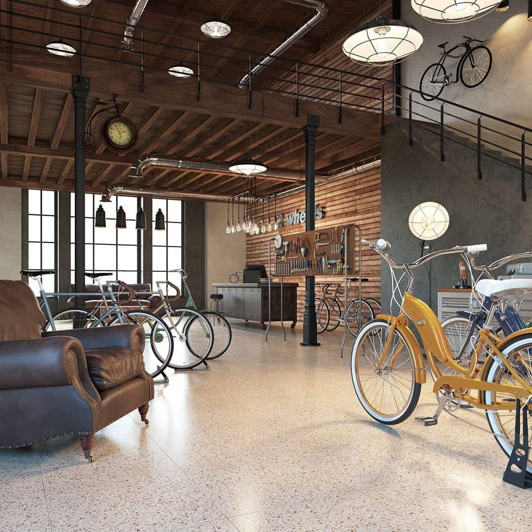 Large-format terrazzo tile for flooring applications