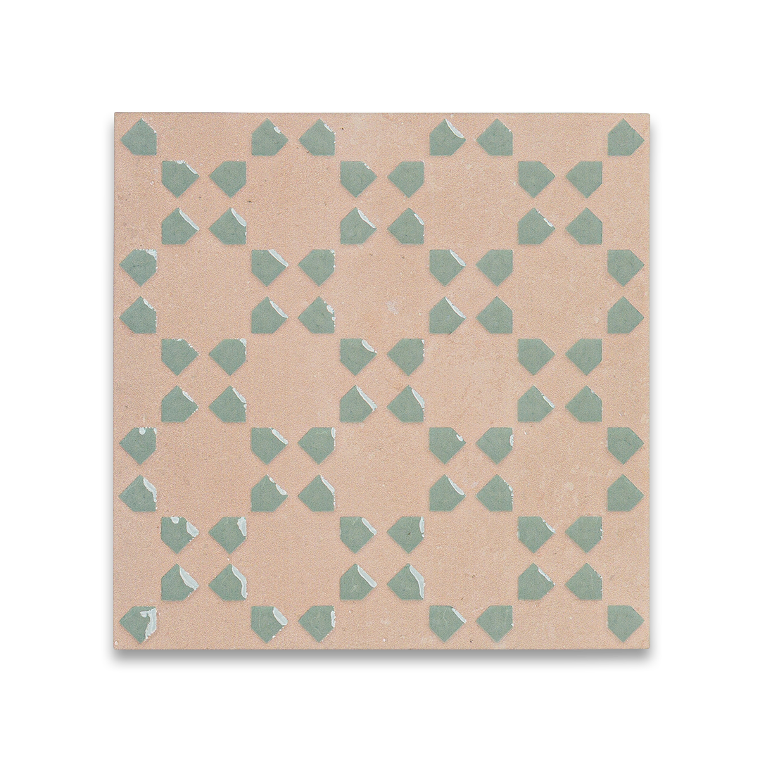 Decorative tile with geometric pattern on a beige background