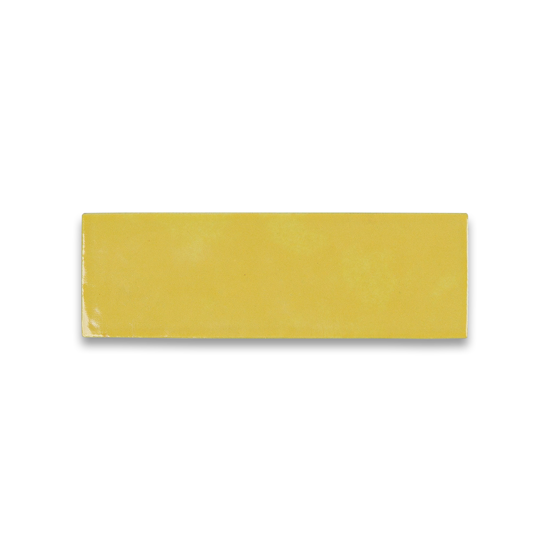 Rectangular yellow tile on a white background