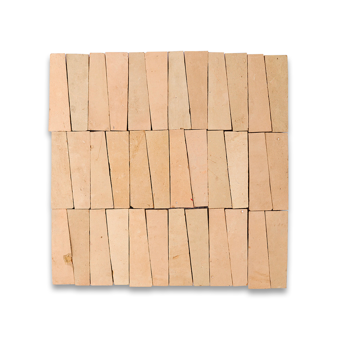 Square wooden panel with horizontal slats on a white background