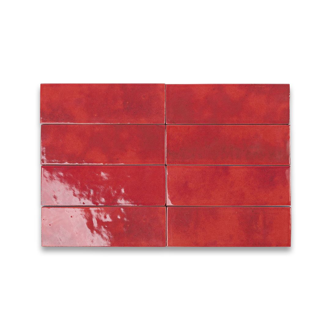 Red rectangular tiles arranged in a grid pattern on a white background