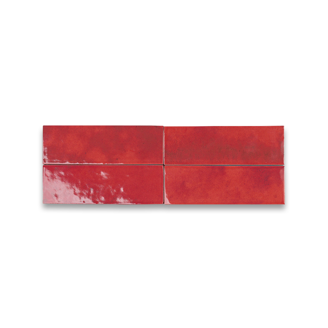 Red ceramic tiles on a white background