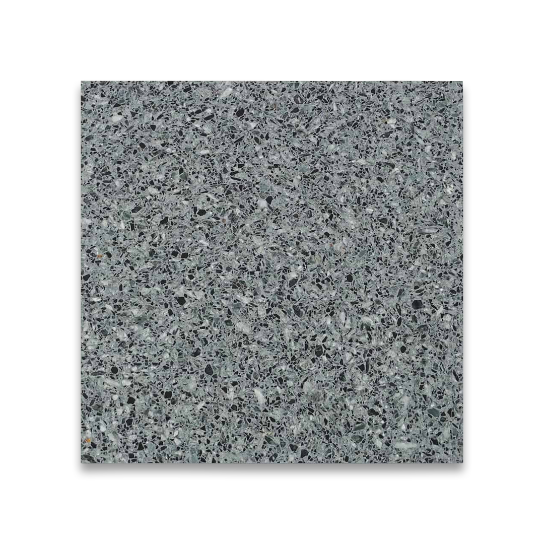 Gray terrazzo tile on a white background