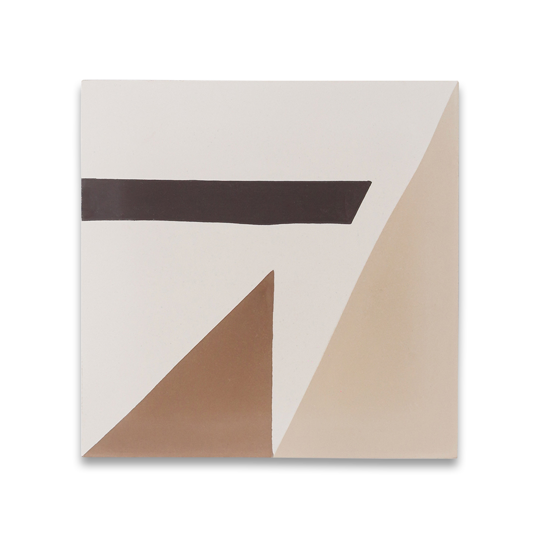 A geometric shapes in beige, brown, and black tones forming angular patterns, ideal for contemporary flooring, wall decor, or minimalist interior design applications.