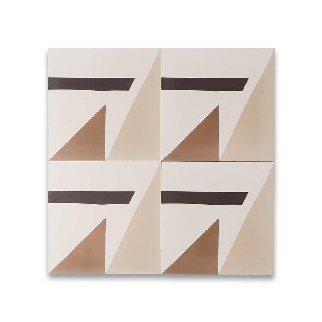 A geometric shapes in beige, brown, and black tones forming angular patterns, ideal for contemporary flooring, wall decor, or minimalist interior design applications.