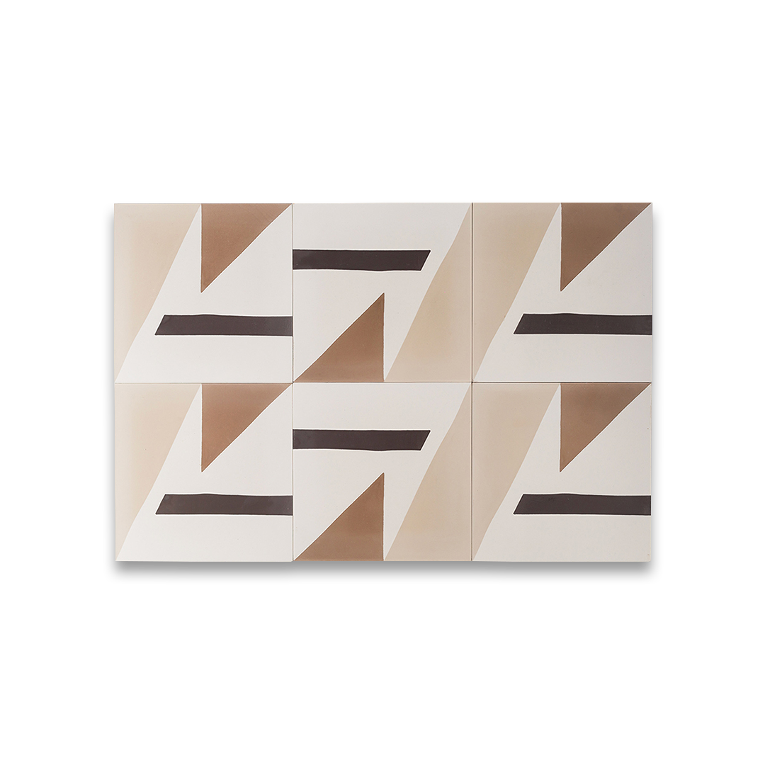 A geometric shapes in beige, brown, and black tones forming angular patterns, ideal for contemporary flooring, wall decor, or minimalist interior design applications.