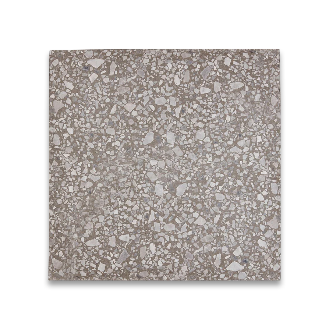 Terrazzo-style floor tile with a speckled pattern. 