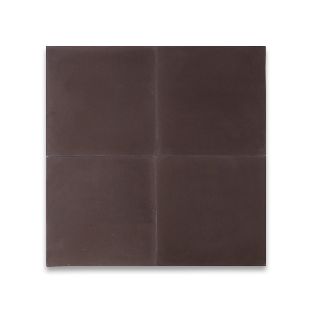 Square dark brown cement tile with a smooth matte finish and subtle texture, suitable for modern flooring, wall cladding, and contemporary architectural or interior design applications.