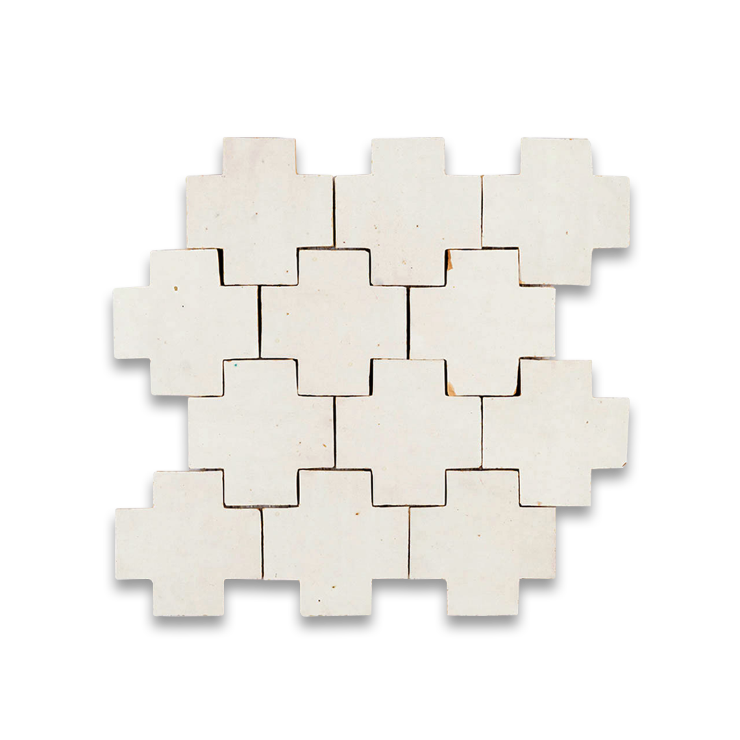 White mosaic tile pattern on a white background