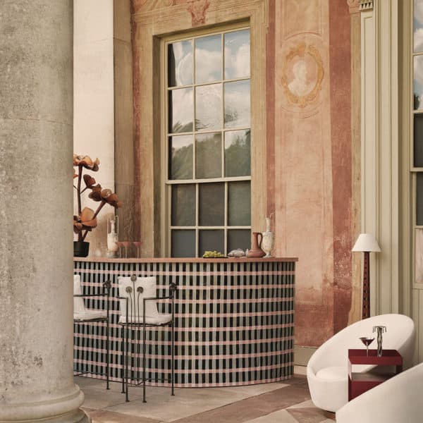 Marrakesh Stripes in Espresso Zellige Tiles Outdoor Bar