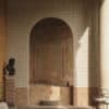 Marrakesh Stripes in Travertine Zellige Tiles Outdoor Bath