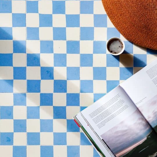 Blue Checkers Sanded 602 Encaustic Cement Tile