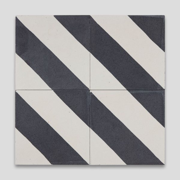 Cross Stripe Black Encaustic Cement Tile