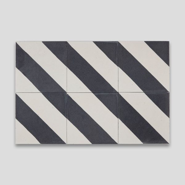 Cross Stripe Black Encaustic Cement Tile
