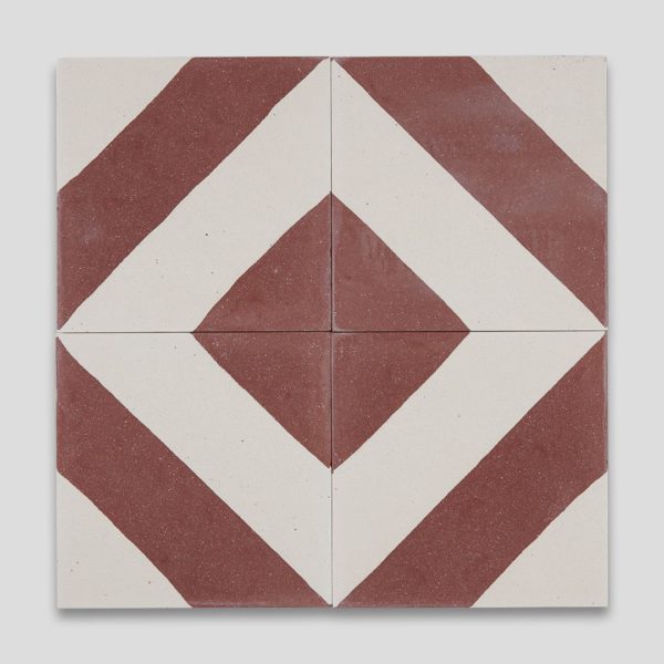 Cross Stripe Burgundy Encaustic Cement Tile