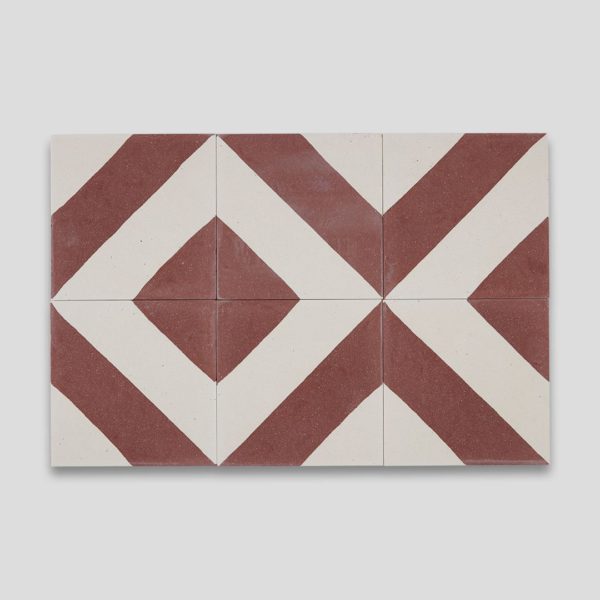 Cross Stripe Burgundy Encaustic Cement Tile