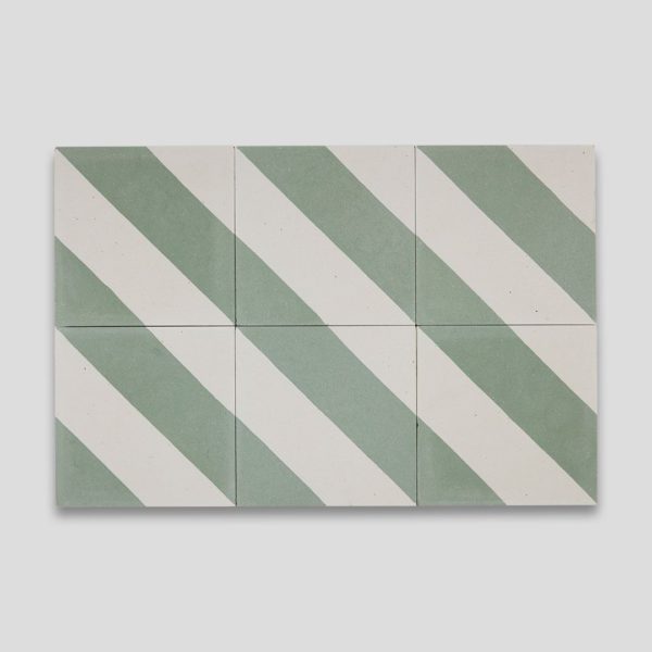 Cross Stripe Green Encaustic Cement Tile
