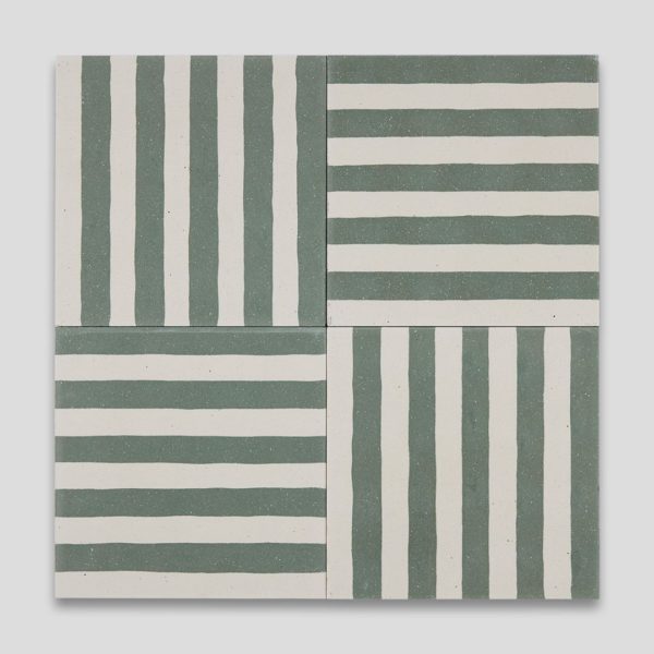 Green Stripes Encaustic Cement Tile