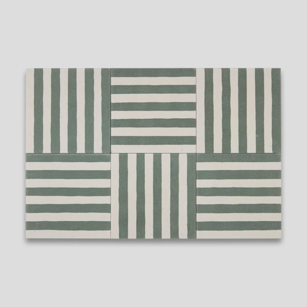 Green Stripes Encaustic Cement Tile