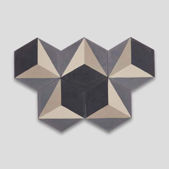 Hex 3D Gray Hexagon Encaustic Cement Tile