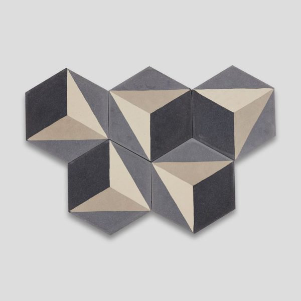 Hex 3D Gray Hexagon Encaustic Cement Tile