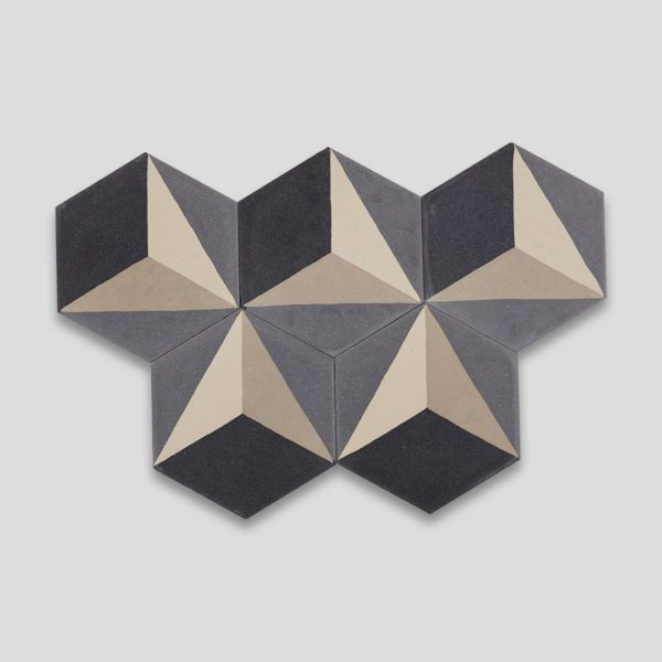 Hex 3D Gray Hexagon Encaustic Cement Tile