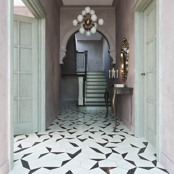 Hex Black Caret Hexagon Encaustic Cement Tile