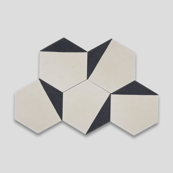 Hex Black Caret Hexagon Encaustic Cement Tile