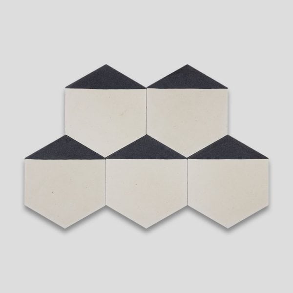 Hex Black Caret Hexagon Encaustic Cement Tile