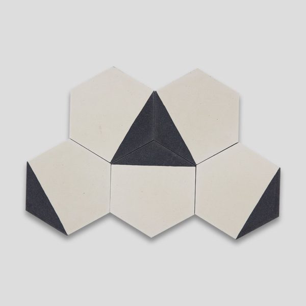 Hex Black Caret Hexagon Encaustic Cement Tile
