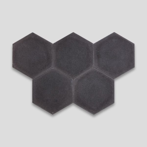 Hex Plain Deep Black Hexagon Encaustic Cement Tile